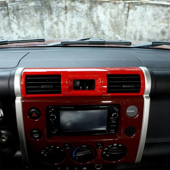 ABS Red Central Control Air Outlet Decorative Frame Cover Trim Fit forToyot-a FJ Cruiser 2007-2021 Car Dashboard Air Vent Molding Strip Cover