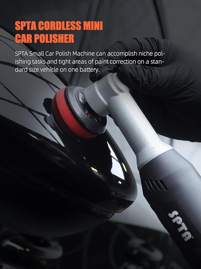 SPTA Cordless Mini Car Polisher, 12V Micro Cordless Scratches Killer Car Polisher RO/DA Mini Car Polisher for polishing, Sanding and Cleaning