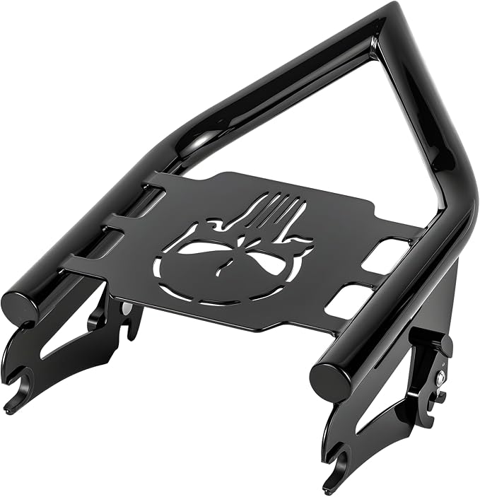 Detachable Luggage Rack for Harley Touring 2009-2026 Street Road Electra Glide/Road King, Black（Skull）