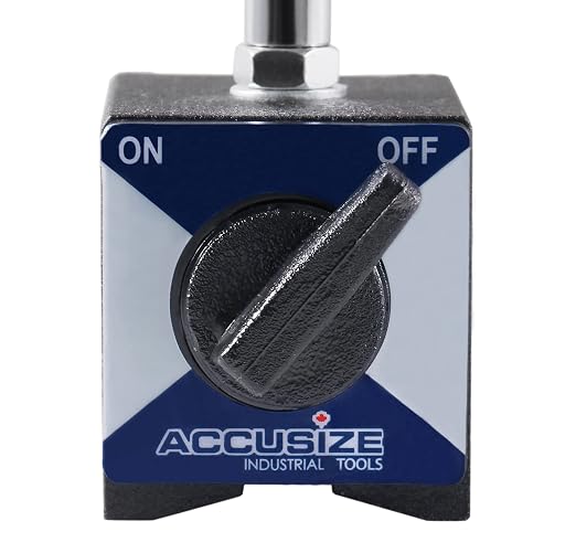 Accusize Magnetic Base, 110 lb Pull, Fine Adjustment (Pack of 4) | On/Off Switch, V-Groove Bottom, M8 x 1.25 mm Tapped Hole, 2.28" x 1.96" x 2.16", VMP_P900-S301FBA_4_PK