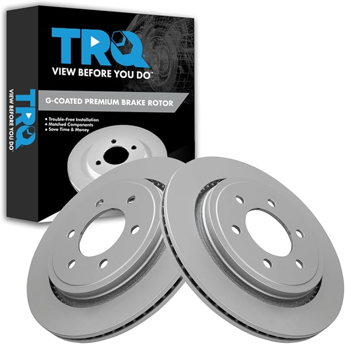 TRQ Rear Brake Rotor Set G Coated Vented Compatible with 2015-2017 Ford F-150
