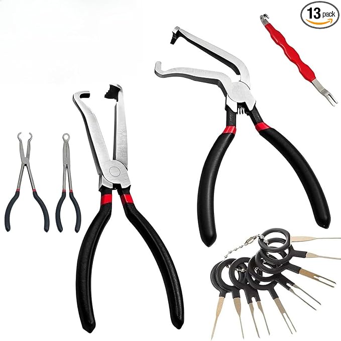 13pcs Electrical Connector Removal Tool - Disconnect Pliers For Vacuum Hose, Fuel Line & Quick Connector Clips, Fast Separate Without Damage