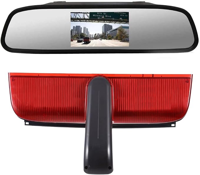 HD Brake Light Reversing Camera Set with Rear-View Mirror, Waterproof Night Vision Car Roof Reversing Camera Replacement for Ford Transit Connect 2 II/XL Cargo Titanium Passenger Wagon 2014-2022