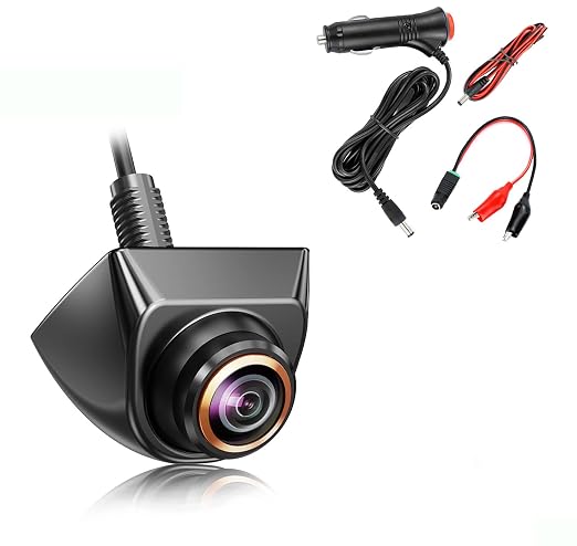 GreenYi Cigarette Lighter for Car Backup Camera + HD Backup/Front/Side View Camera with Gold Rim
