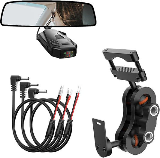 SDSACZMU Radar Detector Mount,Rearview Mirror Rod Radar Mounting Bracket+Rearview Mirror Hard Wire Power Cord kit16,with Inline Fuse (for Cobra Radar Detector)