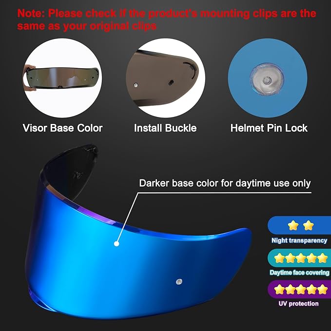 PSLER Sedici Strada 2 Visor - Sedici Strada 2 and Strada 3 Face Shield Motorcycle Helmet visor Accessories Replacement for LS2 FT2 VECTOR Sedici Strada 2 Strada 3 FF801 FF397，Deep Blue