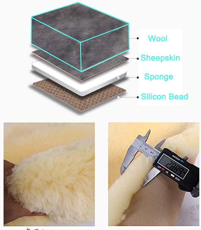 OGLAND Natural Fur Sheepskin Universal car seat Covers for seat Cushion Auto Accessories, 1 Front Seat(3 Pack Front, Graphite)