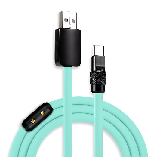 chubbycable Black Chubby Pro - Samurai Cable 120W USB-C Cable Silicone Fast Charging USB C Charger Cord Compatible with iPhone 17-15 Series iPad Galaxy Series, Light Blue, USB-A to Type-C, 6.6FT