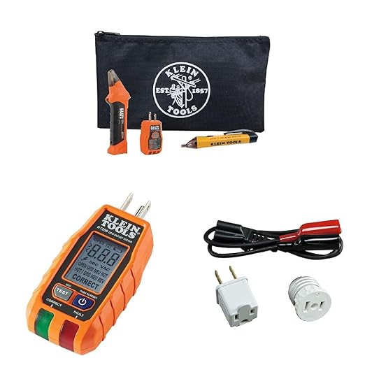 Klein Tools 80064 AC Circuit Breaker Kit - 3-Piece Outlet Tester with LCD Display & Circuit Breaker Finder Accessory Kit