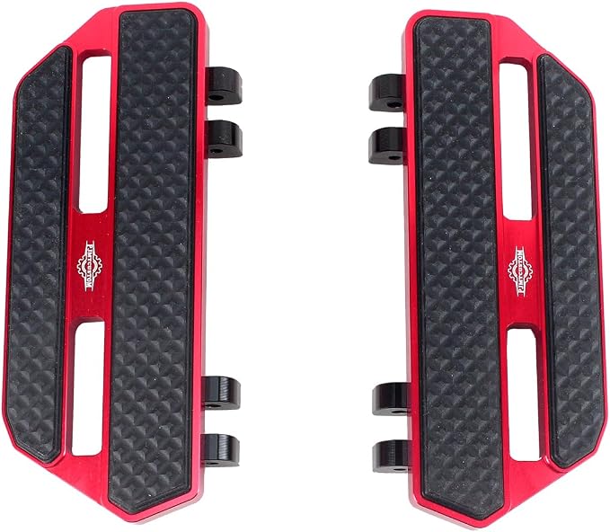 9.5" Long, Smaller Rider's Floor Board Foot Pedal Footboard, CNC Cut Aluminum & Rubber Compatible with 2024,2025 CVO Road Glide ST, CVO Street Glide ST, (Red)