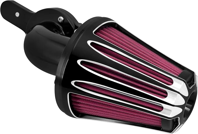 Motorcyle Air Cleaner Filter CNC 90° Forward-Facing Kit Fit for Harley Softail Touring Trike Sportster XL Dyna (Black Housing Red Element, D For M8 Touring Trike17-23,Softail 18-23)