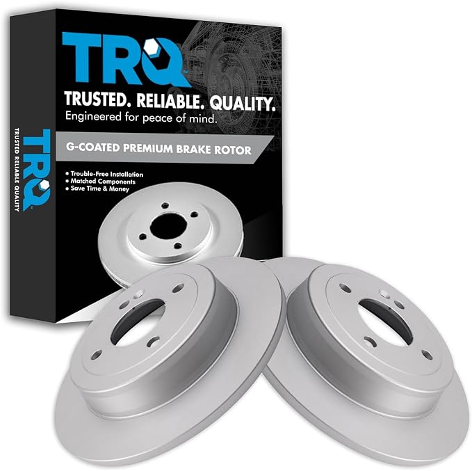 TRQ Rear Brake Rotor Set Solid G-Coated Compatible with 2012-2022 Hyundai Accent 2012-2018 Kia Rio 2022-2023 Rio
