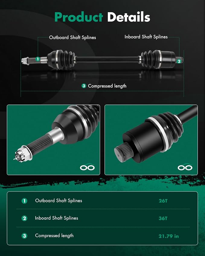 SCITOO CV Axle Shaft Assembly Rear Left Right for Polaris Sportsman 400 450 500 570 700 800 ‎1332654 2 PCS