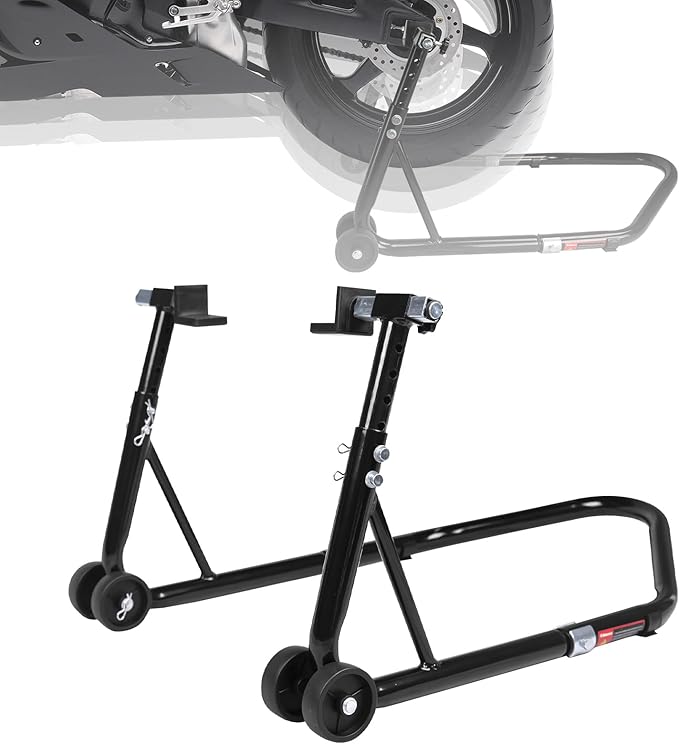 Donext Motorcycle Stand 850LB Adjustable Sport Bike Rear Wheel Lift Swingarm Paddock Stands Black, 5 Adjustable Heights, L