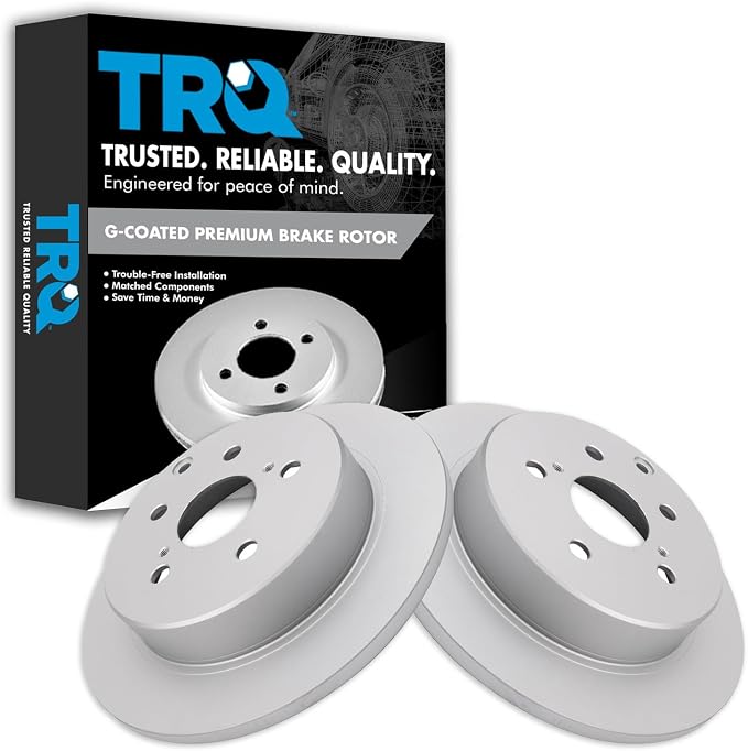 TRQ Rear Brake Rotor Set G Coated Solid Compatible with 2016-2020 Toyota Mirai 2012-2017 Prius V