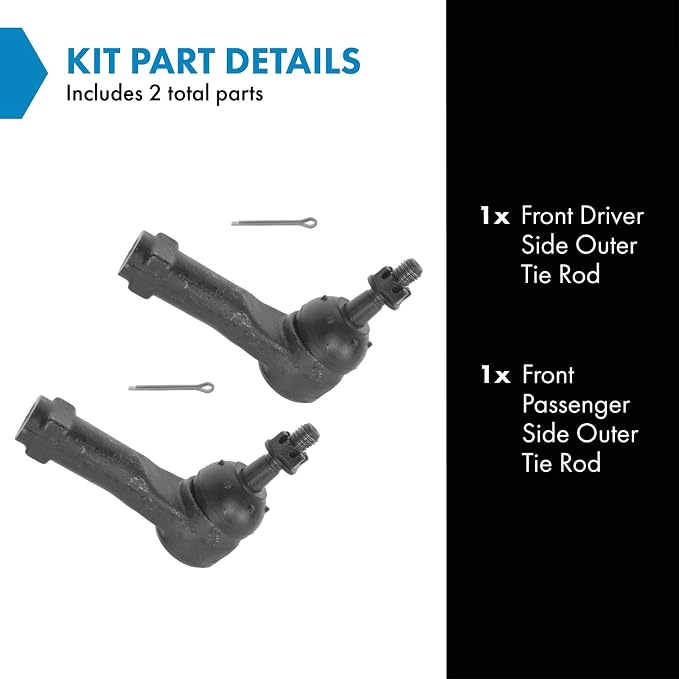 TRQ Front Outer Tie Rod Set 2 Piece Compatible with 2005-2010 Chevrolet Cobalt 05-09 Equinox 06-11 HHR 07-09 Pontiac G5 06-09 Torrent 03-07 Saturn Ion 02-09 Vue 07-09 Suzuki XL-7