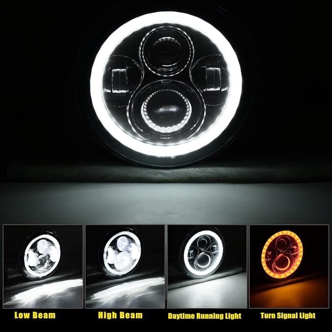 YEEGO DIRECT 7 inch Motorcycle LED Headlight 4.5 inch Fog Passing Lights for Road Kin-g Ultra Clas-sic Elec-tra Street Gli-de Tri Cvo Heri-tage Softail Sli-m De-luxe Fat-boy, DOT Approved (Silver)