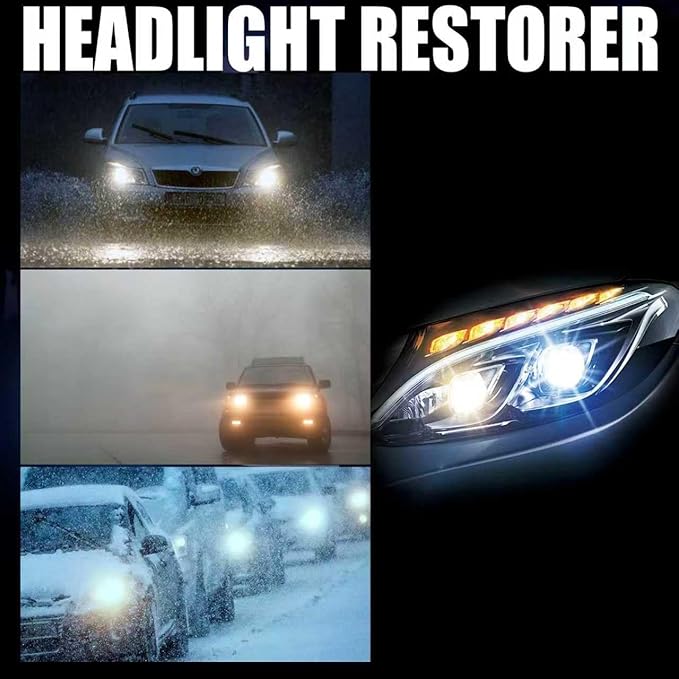 Ultimate Car Headlight Cleaner Restoration Spray Kit -Auto Head Lights Clear Coat Protectant & Haze Remover Compound for Plastic Lens Renewal Scratch Restore Polishing Protec Solutions 3.38oz (1)