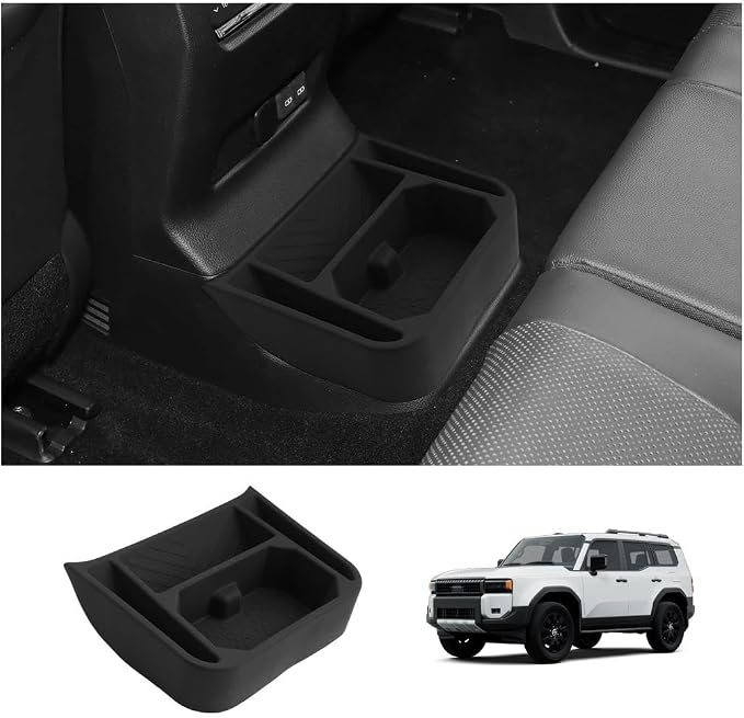 LUWU Center Console Organizer for 2024 2025 2026 Toyota Land Cruiser Accessories Armrest Storage Box Tray Rear Seat Organizer Insert Tray Silicone Material Land Cruiser 250 2025 2026 Accessories