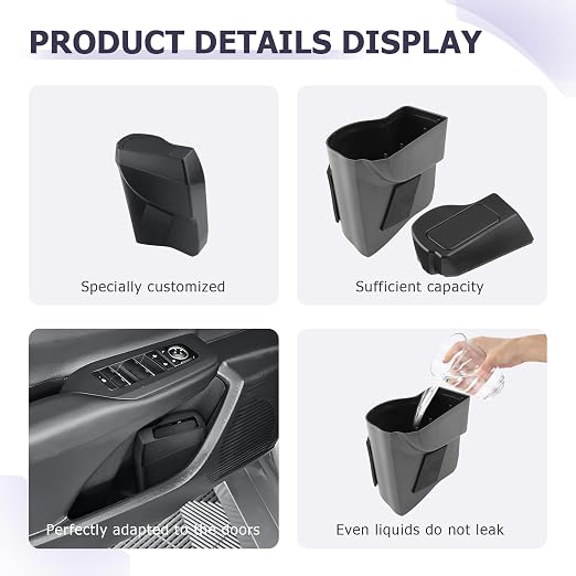 LUWU Car Trash Can Compatible With Toyota Prius/Prius Prime 2023-2025 - Interior Accessory With Lid, Portable Mini Dustbin, Leak-Proof Garbage Bin (Left)