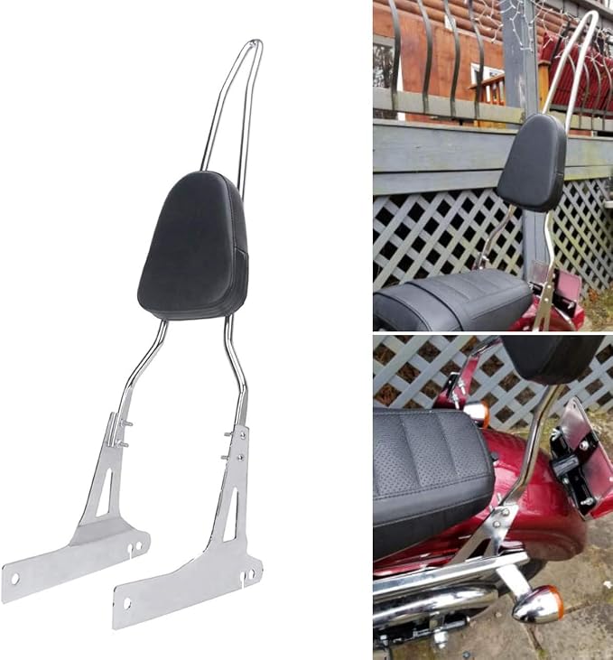 AUFER Detachable Chrome Passenger Backrest Sissy Bar With Backrest Pad Compatible With For Harley Dyna Street Bob Super Glide Low Rider Wide Glide FXD FXDB FXDC FXDL FXDWG FXDSE 2006-UP