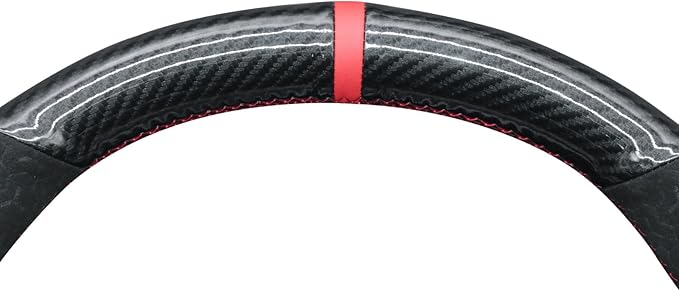 MEWANT DIY Geom Embossed Athsuede Shiny PU Carbon Fiber Steering Wheel Cover for Tesla Model Y 2023 Model 3 2017-2023