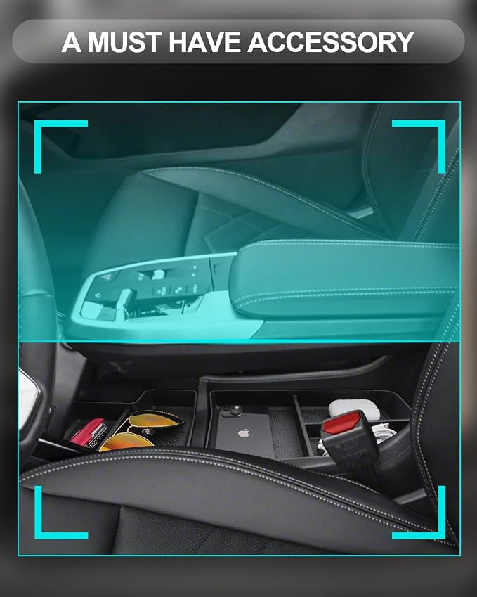 CDEFG 2Pcs for 2025 2026 BMW X1 Center Console Organizer for 2023 2024 2025 2026 BMW X1 U11 (xDrive28i/ M35i) Accessories Lower Console Organizer TPE Storage Box