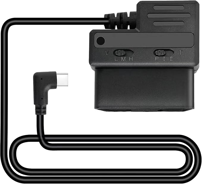 Dash Cam Hardwire Kit, USB Type C Hardwire Kit with OBD Power Cable for Dashcam 12-24V to 5V/3A with Low Voltage Protection 24h Parking Surveillance