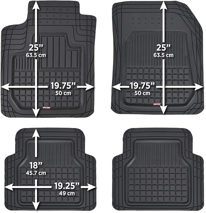 Motor Trend FlexTough Rubber Car Floor Mats with Cargo Trunk Liner, Trim to Fit Performance Plus Heavy Duty Liners for Auto SUV Truck Car Van, Thick & All Weather