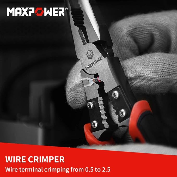 MAXPOWER Plastic Tool Box 14" and Multifunctional Pliers Set