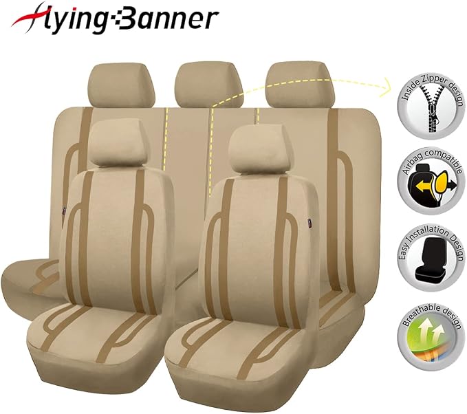 Flying Banner car seat Covers Set Front Rear Breathable Sport Fashion Rear Bench Split 40/60 50/50 60/40