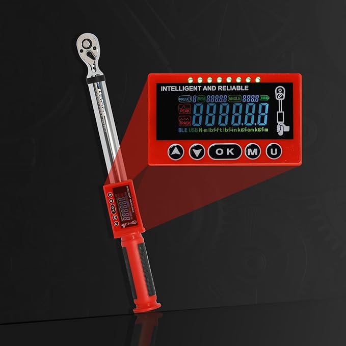 Hairich Upgrade 3/8 Digital Torque Wrench 5-100FT-LB/0-135N.M, Torque Range Accurate to ±2%,Electric Torque Wrench car with Buzzer and LED Flash Notification for Bike/Motorcycle/Auto Repair