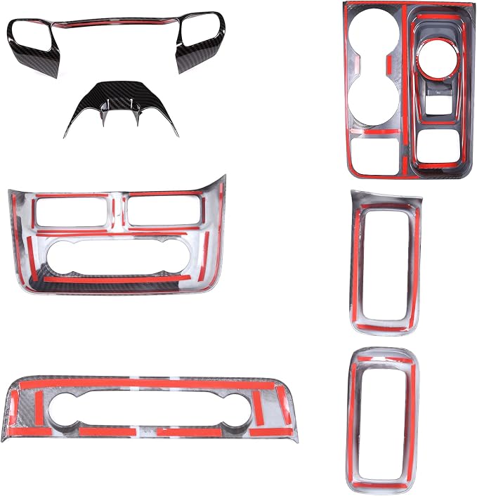 Lcojicep 7PCS Full Set Interior Trim Kit Compatible with Ford Maverick 2022-2024 Central Control air Conditioner Switch Panel Gear Panel air Conditioner Outlet Cover Decoration (Carbon Fiber Grain)
