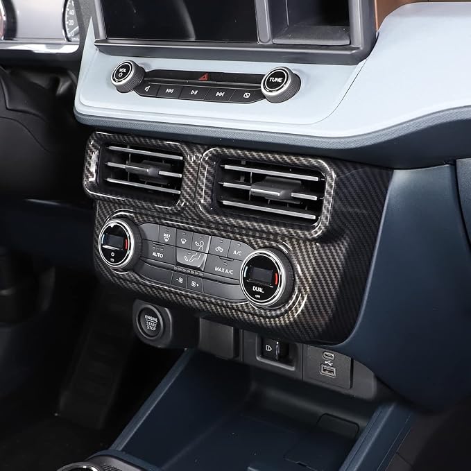 Lcojicep 7PCS Full Set Interior Trim Kit Compatible with Ford Maverick 2022-2024 Central Control air Conditioner Switch Panel Gear Panel air Conditioner Outlet Cover Decoration (Carbon Fiber Grain)
