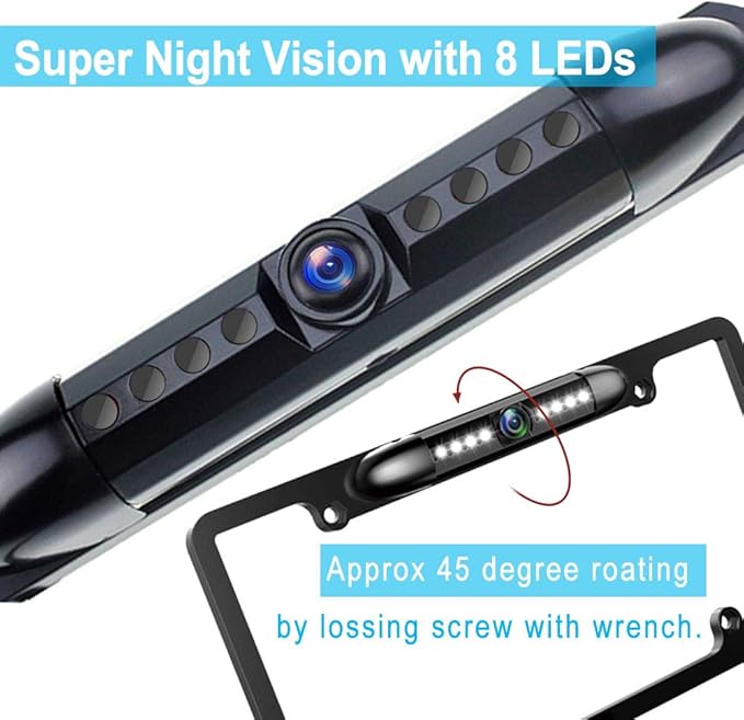 8 led License Plate Camera +7 led License Plate bakcup Camera
