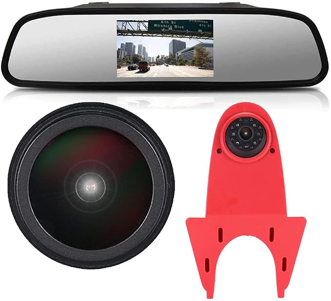 Caros HD 1280x720 Pixels 1000 TV Line 3rd Brake Light Reversing Camera Brake lamp Parking Camera Replacement for Ford Transit Connect 2014-2017 Transporter Business MPV SUV Bus +4.3'' Reverse Monitor