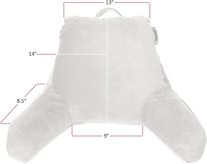Nestl Reading Pillow for Kids & Teens with Shredded Memory Foam, Backrest Pillows for Reading, Watching, and Gaming, Use on The Couch, Bed, or Floor, Adjustable Support with Washable Cover White