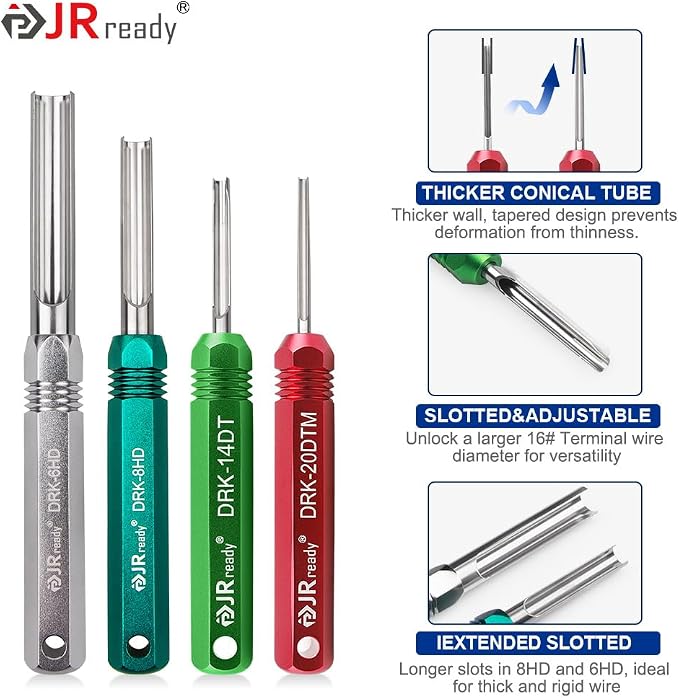 JRready ST5257-PRO Deutsch Connector Tool Kit for 16#12#20# Solid/Stamped Contacts + ST6257 DTP Solid Barrel 12# Contacts DTP Connector Terminal KIT 20 PCS 0460-204-12141 and 20 PCS 0462-203-12141