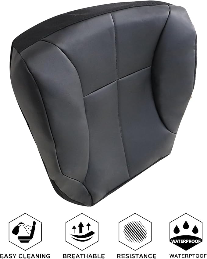 NLQR Black Front Driver Side Bottom & Driver Side Foam Cushion Microfiber Leather Seat Cover Replacement Compatible with Dodge Ram 1500 2500 3500 1998 1999 2000 2001 2002