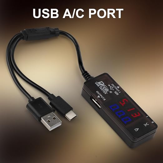 DROK USB Tester 2pcs, USB-A USB-C 2.0 Multimeter Dual USB Ports PD QC 3.0 with Color LED Display Battery Charger Monitor, 7 Modes Capacity Voltage Current Power for Laptop Power Bank Solar Panel