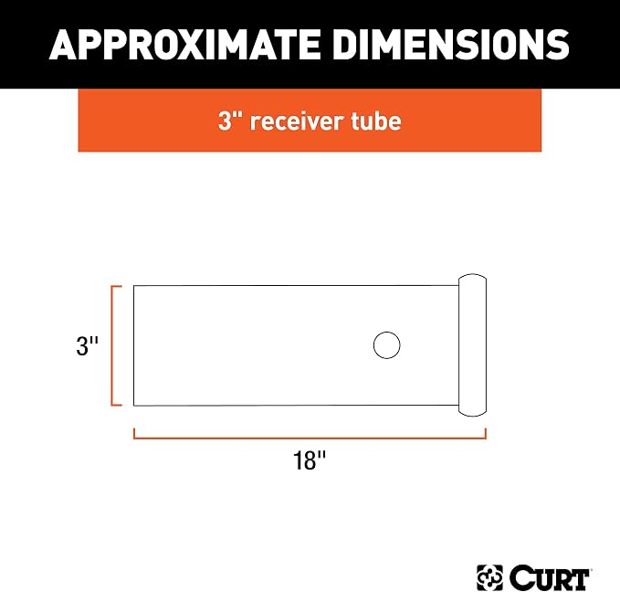 CURT 49518 3 x 18-Inch Weld-On Raw Steel Trailer Hitch Receiver Tube, 5/8-In Pin Hole