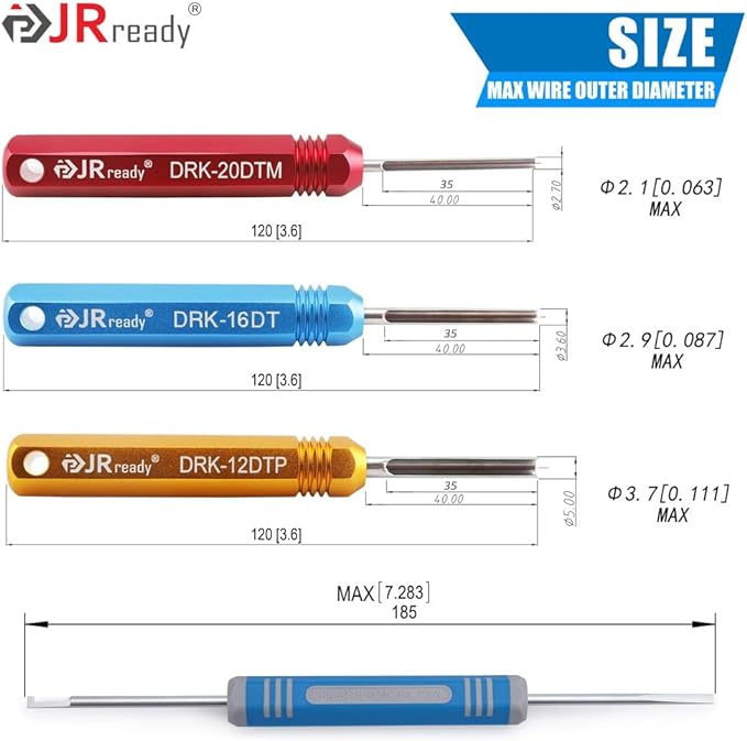 JRready ST5231 Deutsch Pin Removal Tool DRK-20DTM DRK-16DT DRK-12DTP with DRK-RT1B, Connector Release Tool for Deutsch Solid Contacts