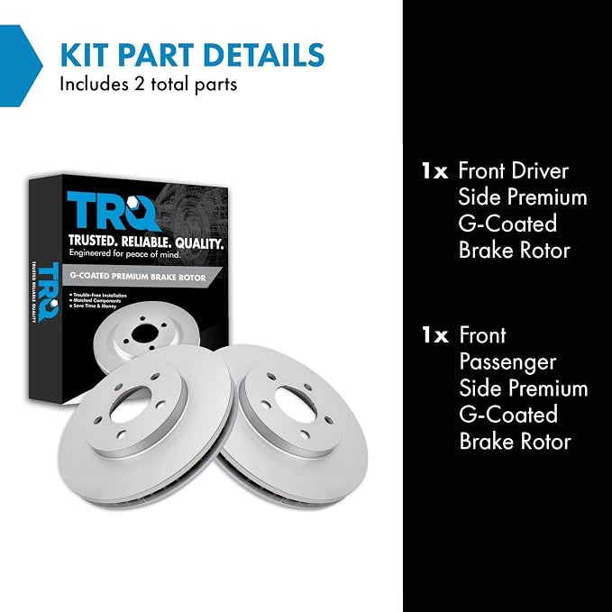 TRQ Front Brake Rotor Set Coated Compatible with 2005-2010 Ford Mustang Base Model