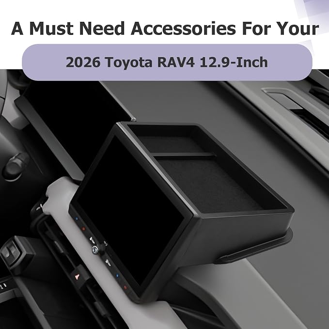 LUWU 2026 RAV 4 Dashboard Storage Tray Compatible with 2026 Toyota RAV 4 Accessories Behind Screen Organizer 2026 RAV4 Limited/XLE Accessories Display Box Silicone Material [ONLY for 12.9’’ Screen]