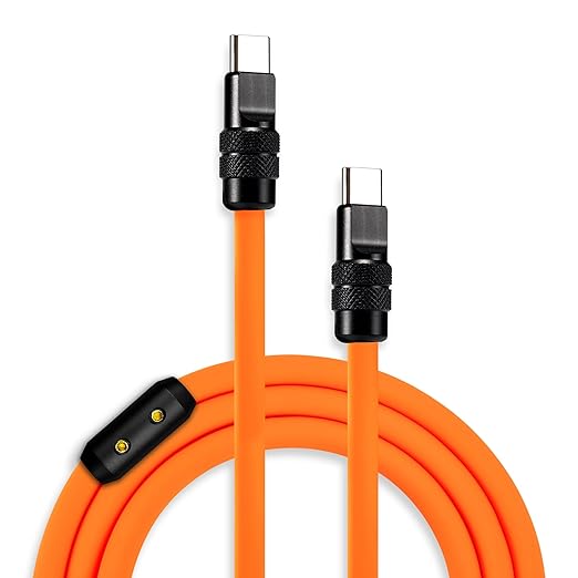 chubbycable Black Chubby Pro - Samurai Cable 240W USB-C Cable Silicone Fast Charging USB C Charger Cord Compatible with iPhone 17-15 Series iPad Galaxy Series, Orange, Type-C to Type-C, 6.6FT