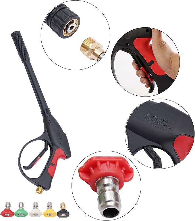 3000 PSI Power Washer Gun Kit – Universal M22 Spray Gun with 5 Quick-Connect Nozzles for Craftsman, Generac, and Briggs & Stratton Pressure Washers, Upgraded Version
