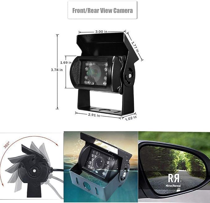 Backup Camera Kit 7 inch 4-Spilt Monitor Rear View Cameras with IP 67 Waterproof 18 IR Night Vision Car Camera for Tucks, RVs,Trailers,Bus,Vans + 4pcs 10m/393.7inch Cables Vehicle Backup Camera