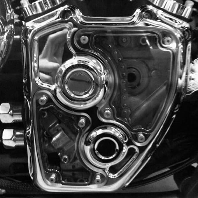 See Through Chrome Clarity Cam Cover for Harley-Davidson Twin Cam Engines Touring Street Glide Road King 2006-2016 Softail Fat Boy 2001-2017 Dyna Motorcycle CNC Machining cam Cover (All Chromed)