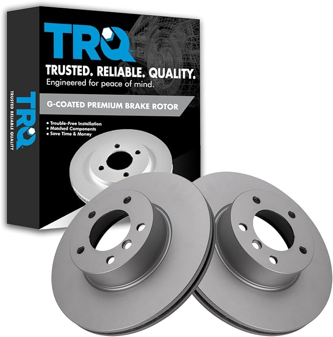 TRQ Front Brake Rotor Set Coated Compatible with 07-16 BMW 328i 09-18 328i xDrive 13-18 320i 13-18 320i xDrive 13-16 X1 without Blue Painted Calipers