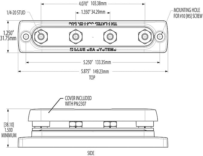 Blue Sea Systems 2303 BUSBAR 150 AMP 4X1/4-20